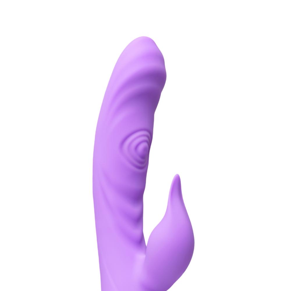 7-Speed Purple Color Silicone Rabbit Vibrator with Double Tapping Function