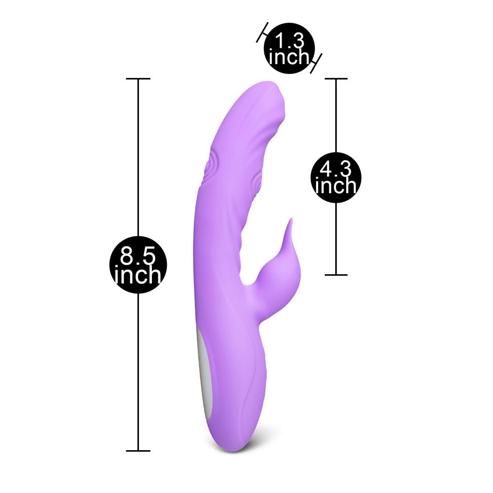 7-Speed Purple Color Silicone Rabbit Vibrator with Double Tapping Function