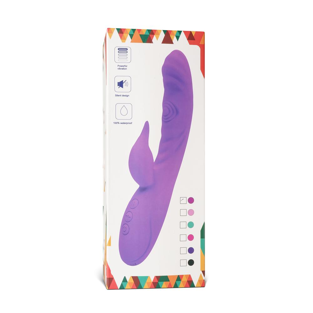 7-Speed Purple Color Silicone Rabbit Vibrator with Double Tapping Function