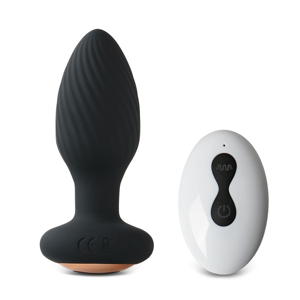 7-Speed Remote Control Black Silicone Vibrating Anal Plug