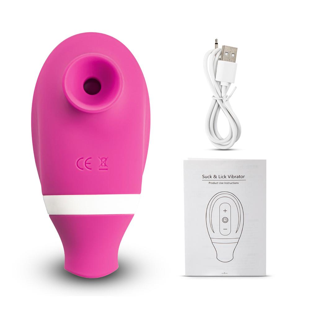 7 Speeds Pink Color Silicone Clitoral Sucking Vibrator with Vibrating Tongue