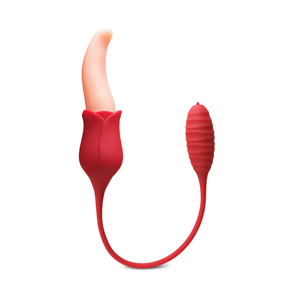 7 Speeds Realistic Silicone Vibrating Tongue with Vibrating Bullet