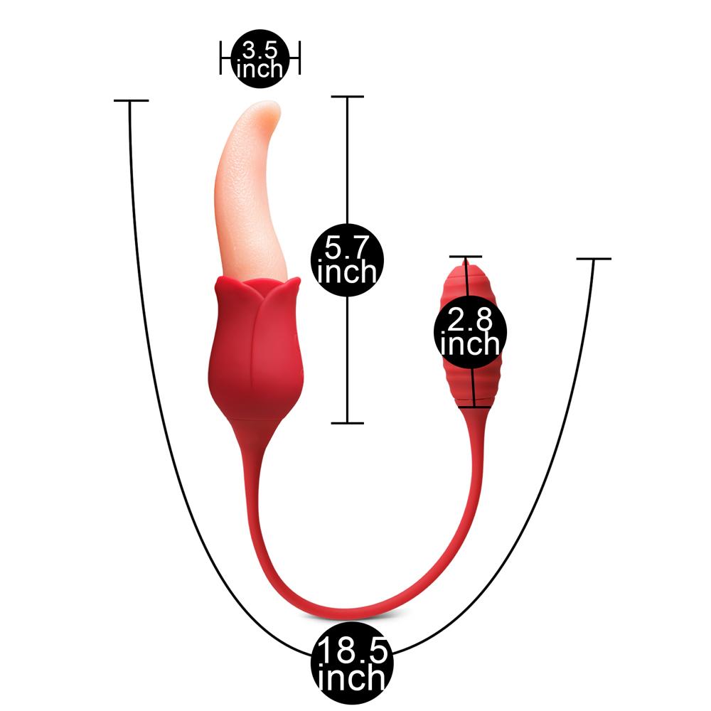 7 Speeds Realistic Silicone Vibrating Tongue with Vibrating Bullet