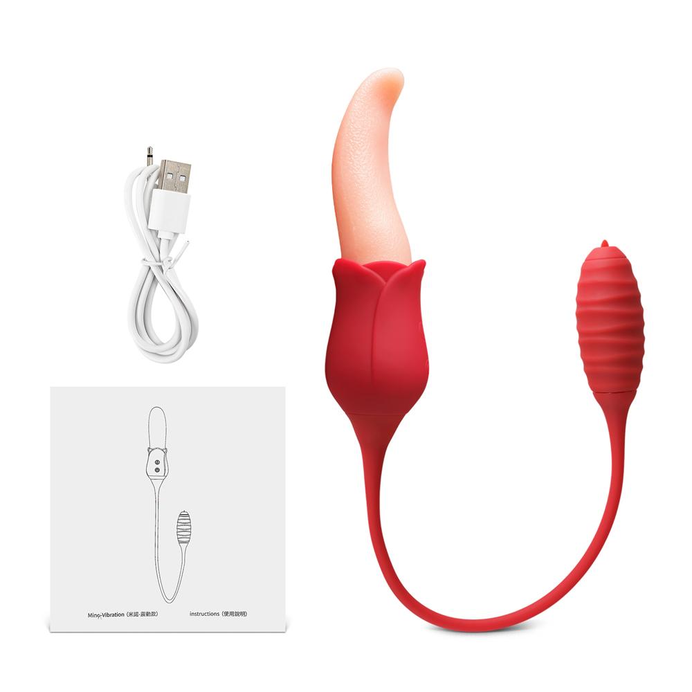 7 Speeds Realistic Silicone Vibrating Tongue with Vibrating Bullet