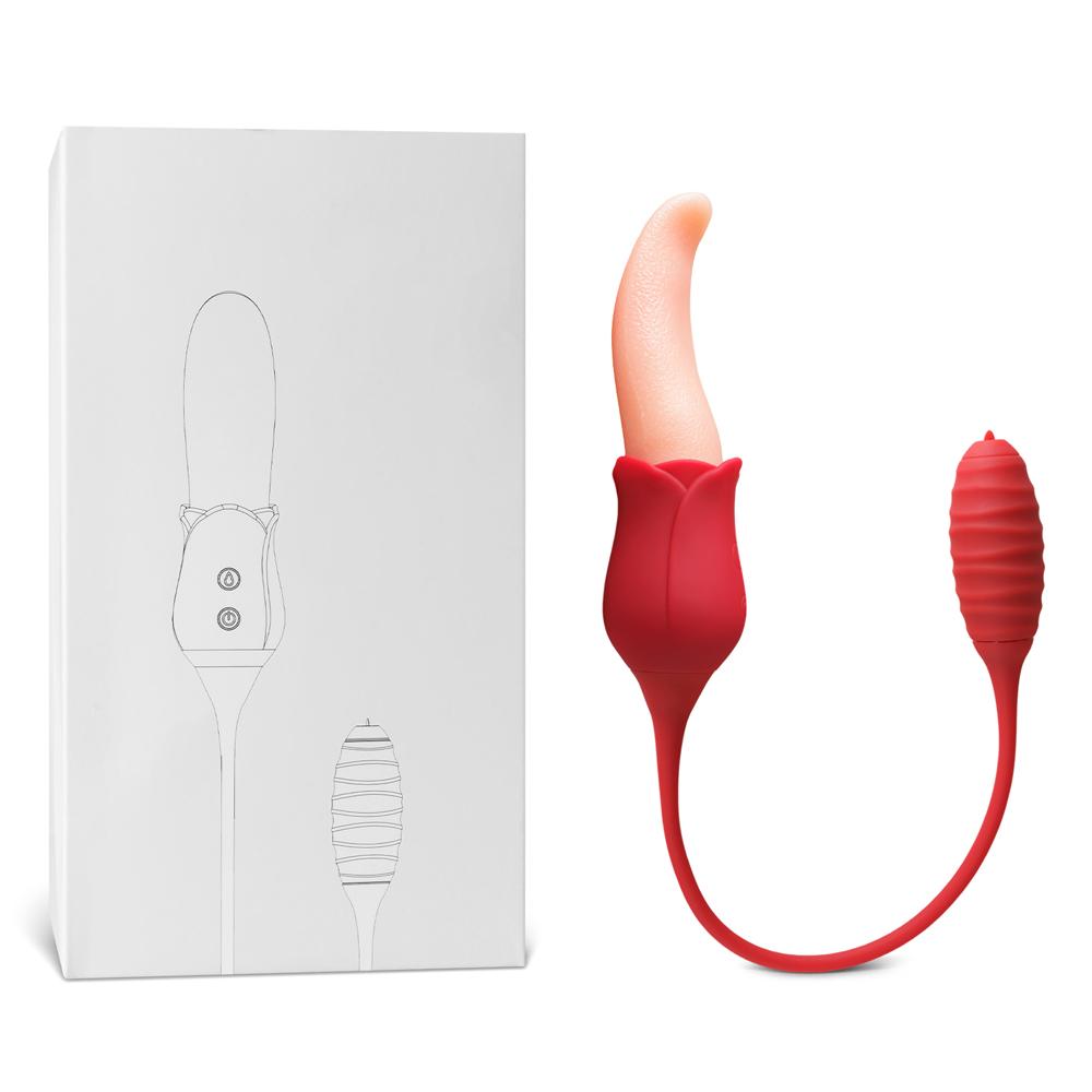 7 Speeds Realistic Silicone Vibrating Tongue with Vibrating Bullet