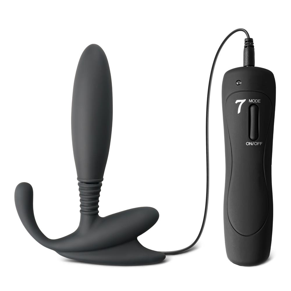 7 Speeds Silicone Anal Vibrator in Black Color