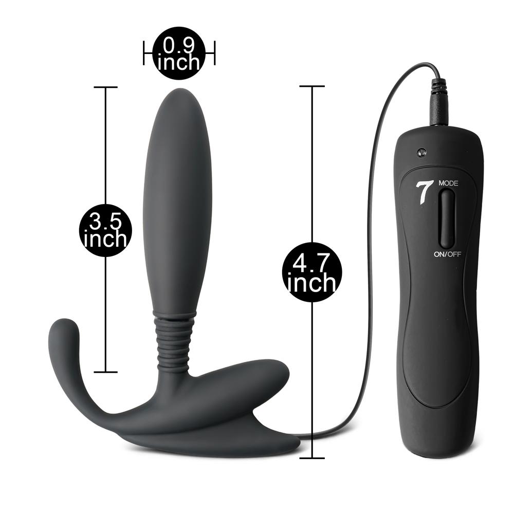 7 Speeds Silicone Anal Vibrator in Black Color