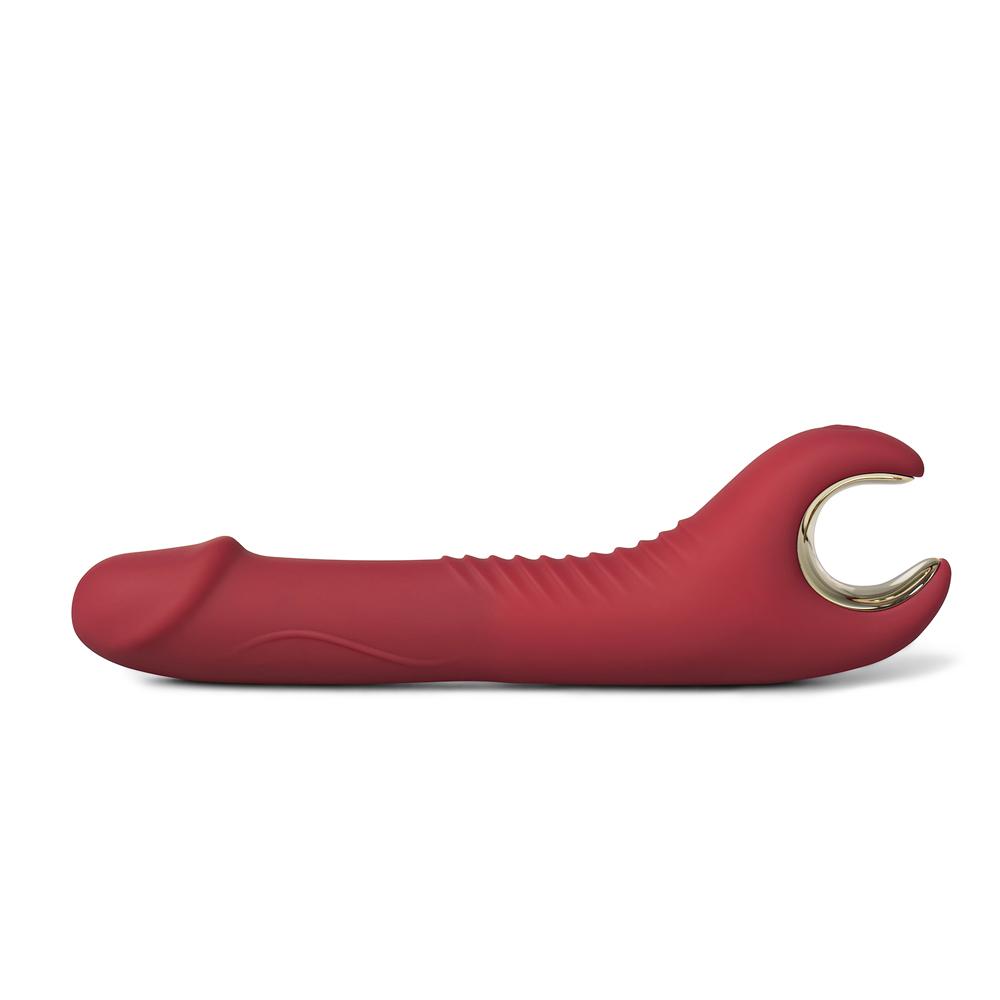 8-Speed Red Color Silicone Penis Shape Vibrator with Rotation Function