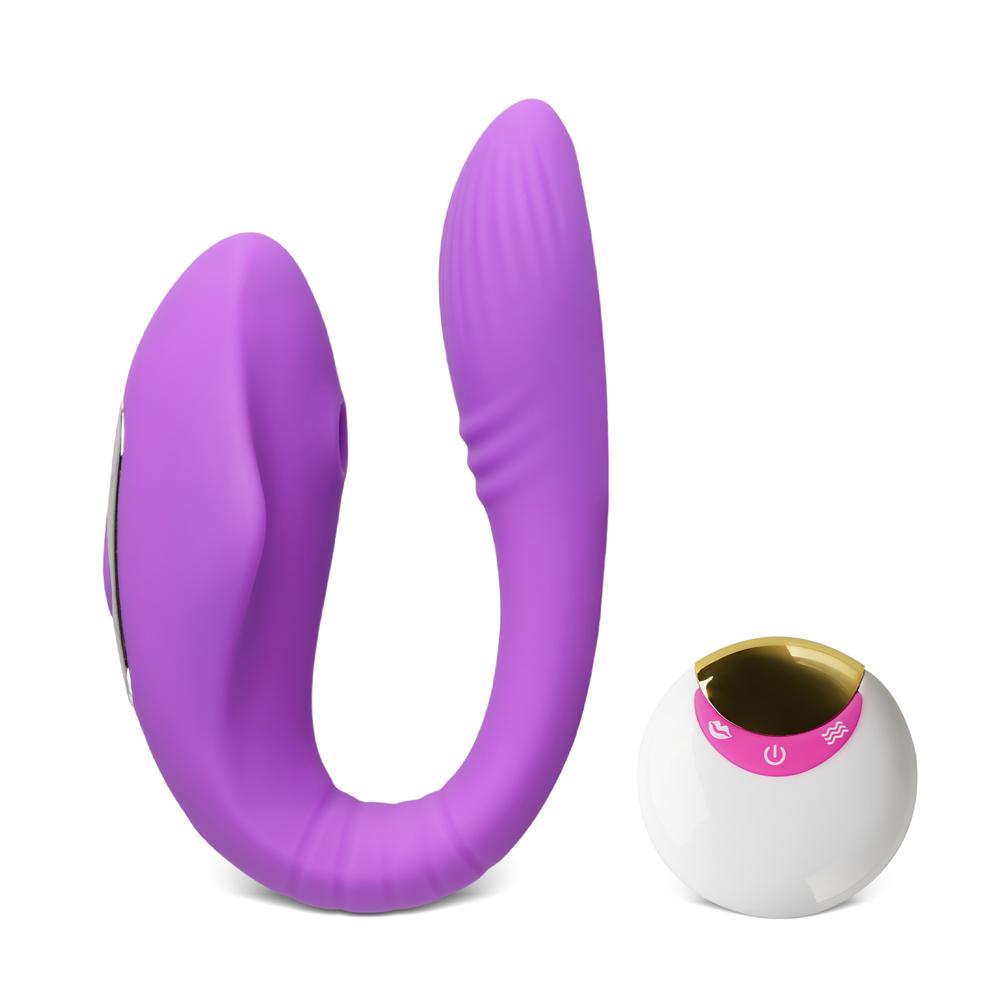 8-Speed Remote Control Couples Vibrator with Sucking Function