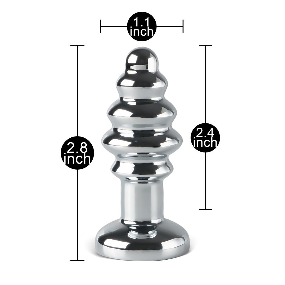 9-Speed Electroplated Silver Vibrating Anal Plug with App Control, 7.4 CM Length