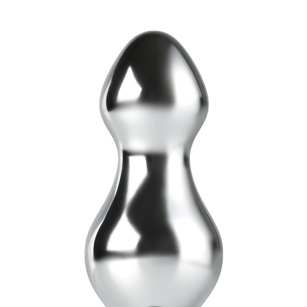 9-Speed Electroplated Silver Vibrating Anal Plug with App Control, 9.5 CM Length