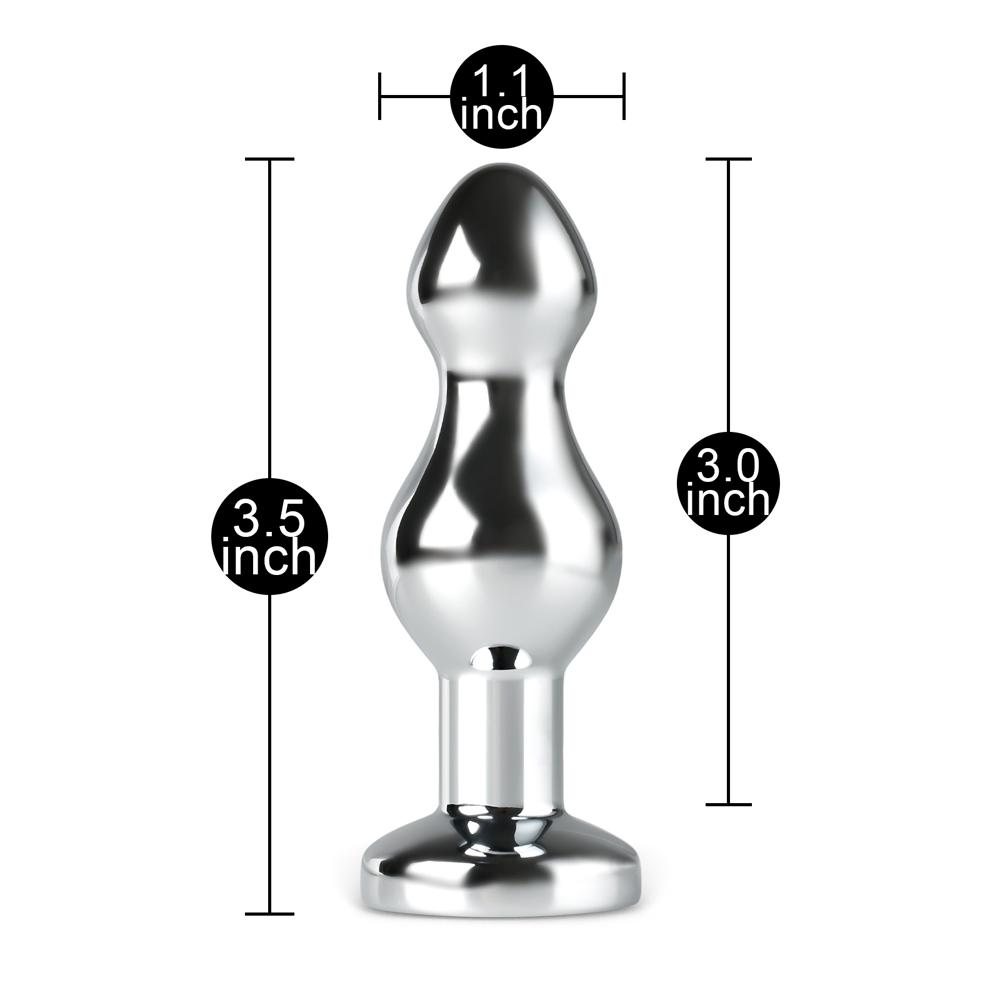 9-Speed Electroplated Silver Vibrating Anal Plug with App Control, 9.5 CM Length