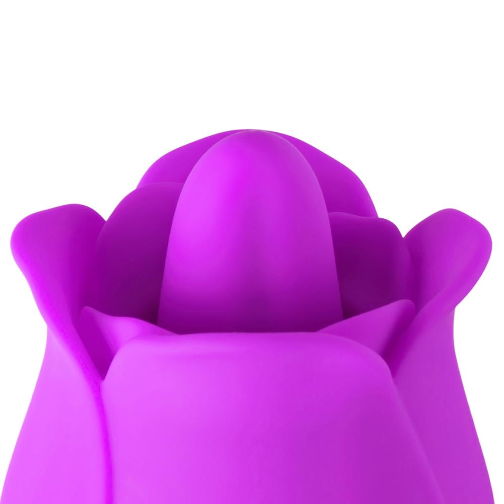 9-Speed Purple Color Silicone Rose Sex Toy with Vibrating Tongue and Thrusting Egg