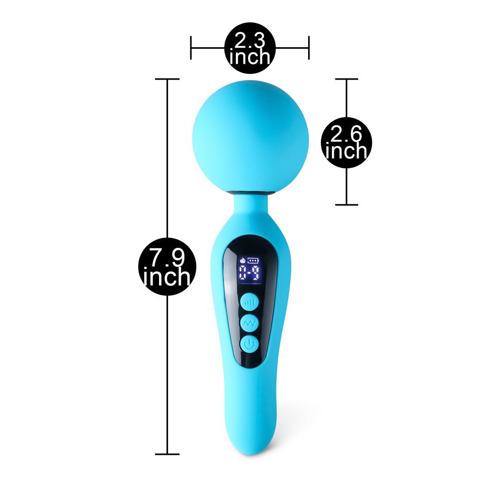 9-Speed Rechargeable Silicone Magic Wand Massager with Heating & Vibrating Functions