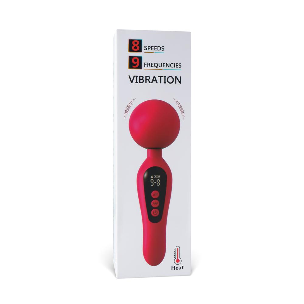 9-Speed Rechargeable Silicone Magic Wand Massager with Heating & Vibrating Functions