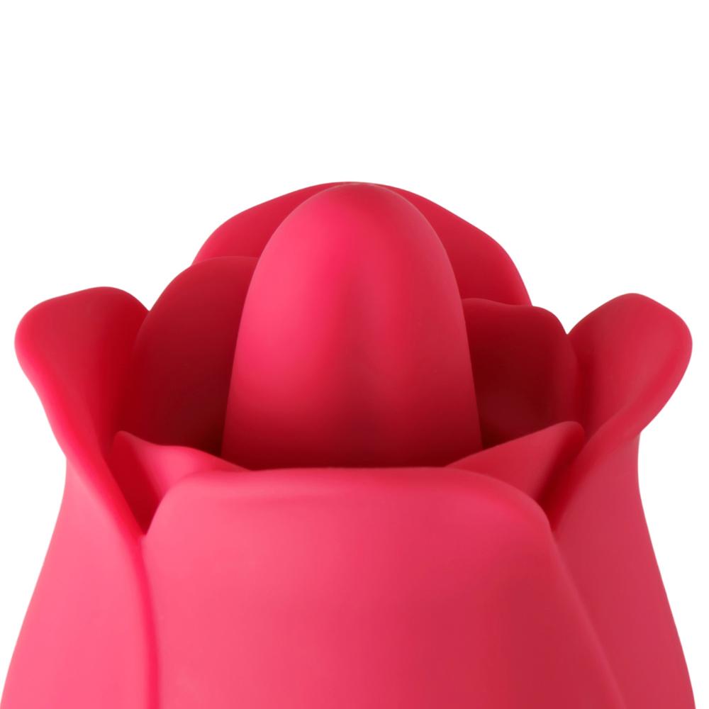 9-Speed Red Color Silicone Rose Sex Toy with Vibrating Tongue and Thrusting Egg