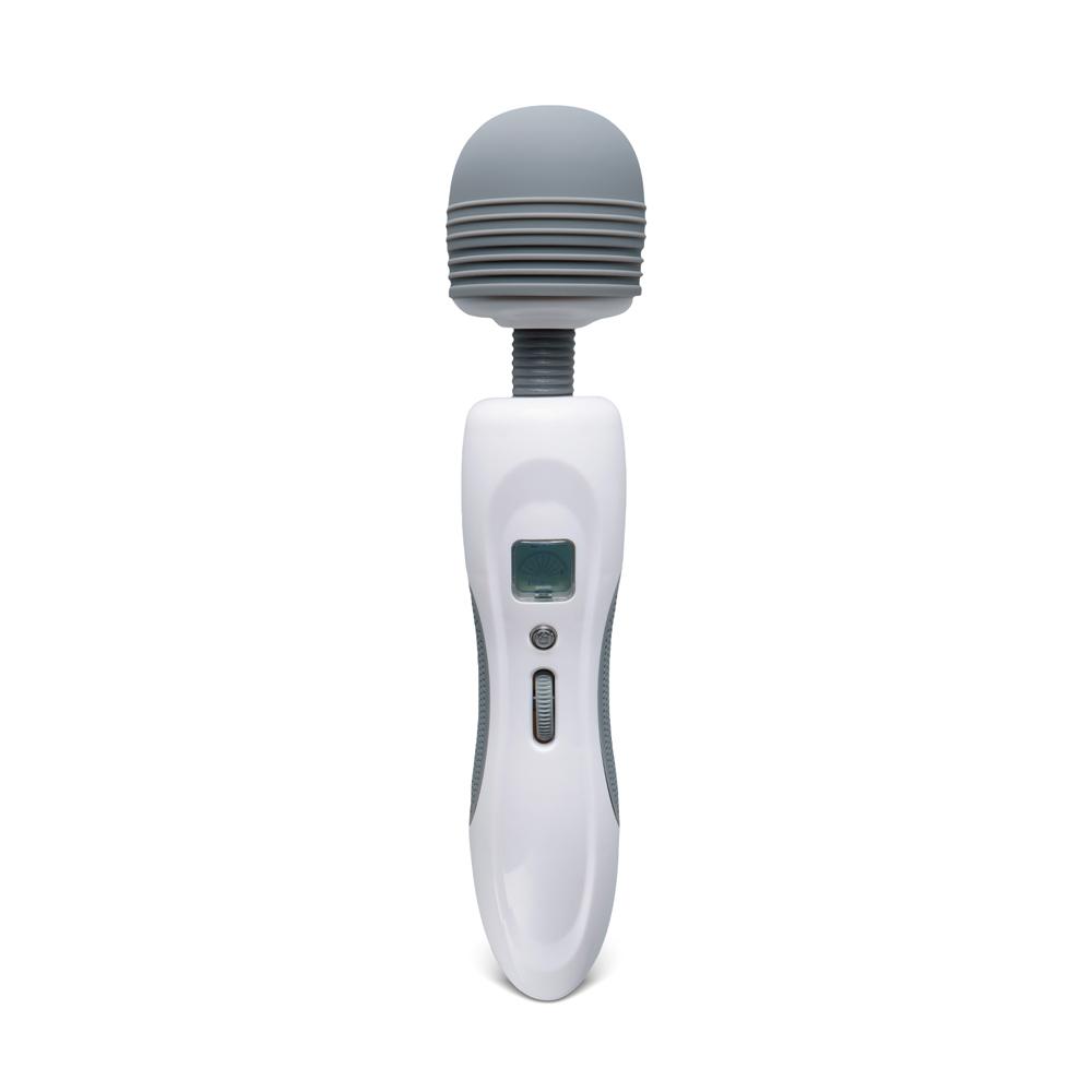 9-Speed White & Grey Vibrating Wand, Waterproof, USB Rechargeable, 10.8" Length, 2.8" Insertable