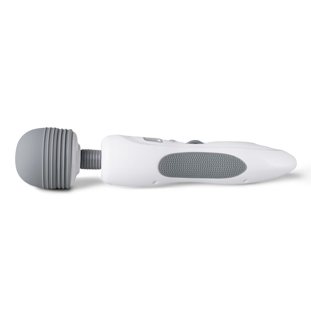 9-Speed White & Grey Vibrating Wand, Waterproof, USB Rechargeable, 10.8" Length, 2.8" Insertable