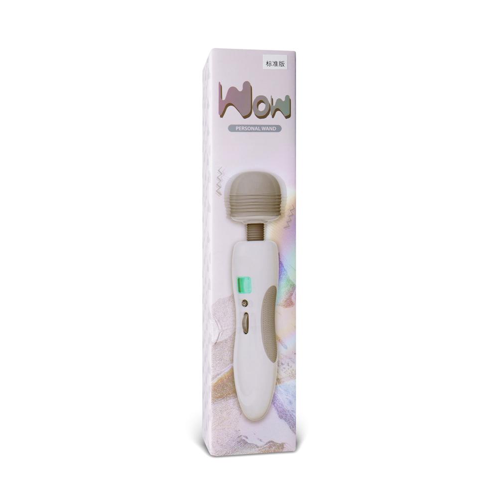 9-Speed White & Grey Vibrating Wand, Waterproof, USB Rechargeable, 10.8" Length, 2.8" Insertable