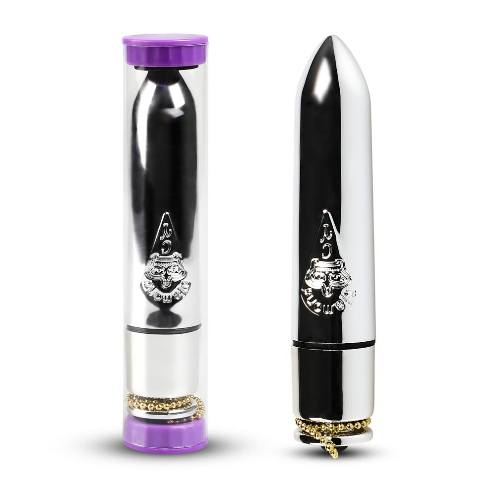 Ammunition Bullet Vibrator with Chain (Silver)