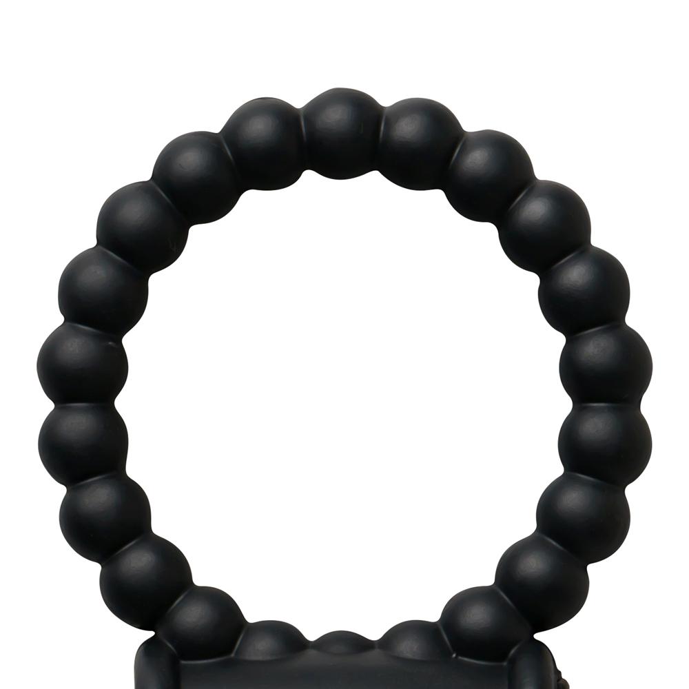 Beaded Black Color Silicone Vibrating Cock Ring