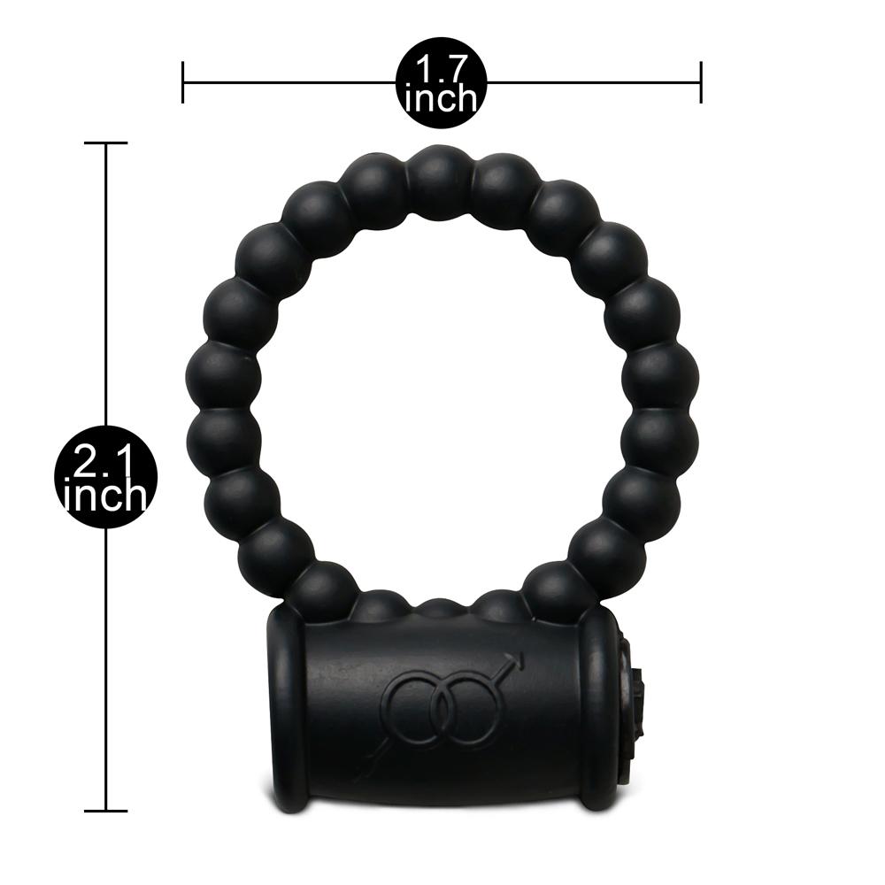 Beaded Black Color Silicone Vibrating Cock Ring