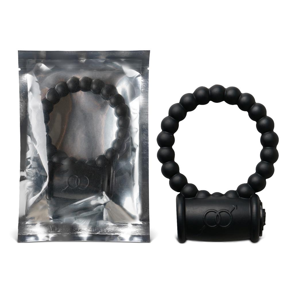 Beaded Black Color Silicone Vibrating Cock Ring