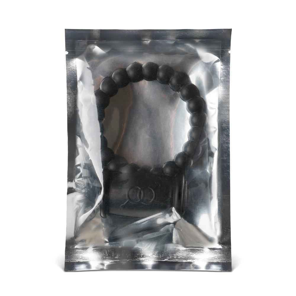 Beaded Black Color Silicone Vibrating Cock Ring