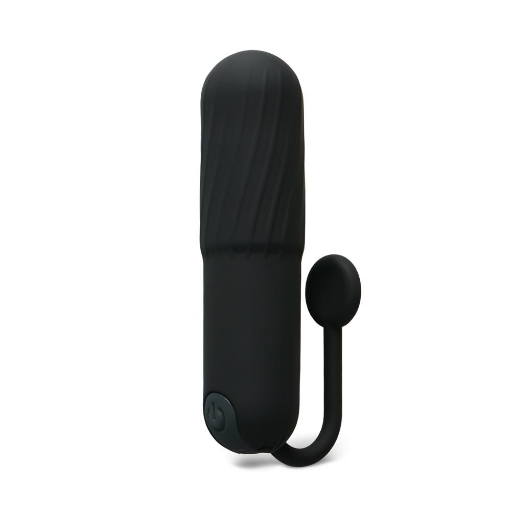 Black 10-Speed Rechargeable Vibrating Bullet with Silicone Grip Handle