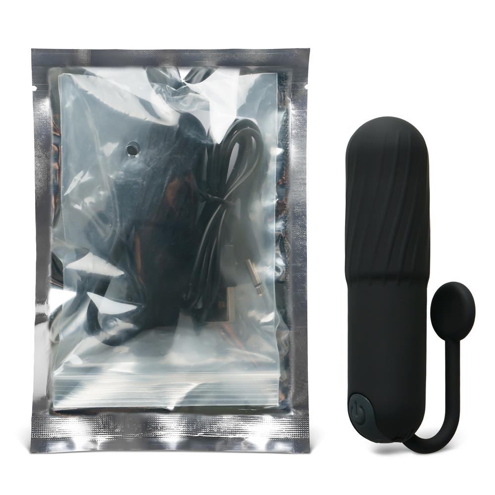 Black 10-Speed Rechargeable Vibrating Bullet with Silicone Grip Handle