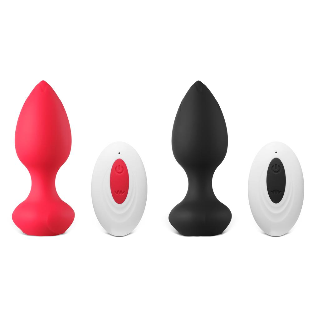 Black 10-Speed Rechargeable Waterproof Vibrating Butt Plug with Remote Control