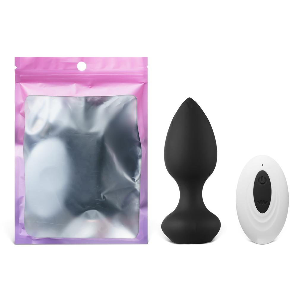 Black 10-Speed Rechargeable Waterproof Vibrating Butt Plug with Remote Control