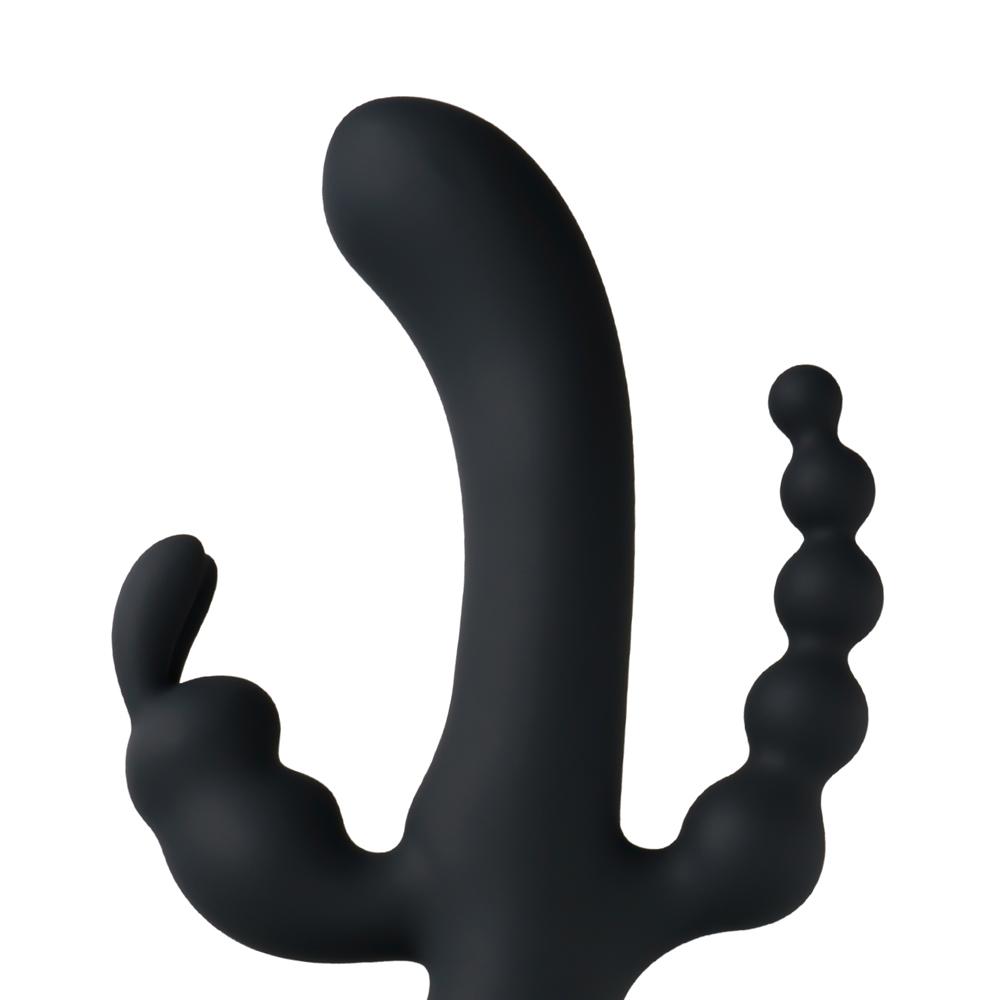 Black 10-Speed Waterproof Vibrating Silicone Vibrator - Rechargeable