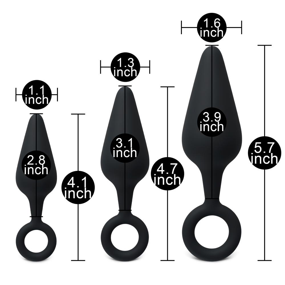 Black 3-Piece Silicone Anal Plug Set