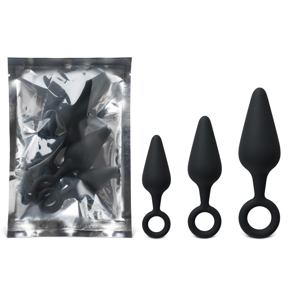 Black 3-Piece Silicone Anal Plug Set