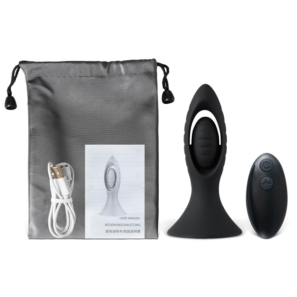 Black 9-Speed USB Magnetic Rechargeable Waterproof Vibrating Butt Plug with Remote Control