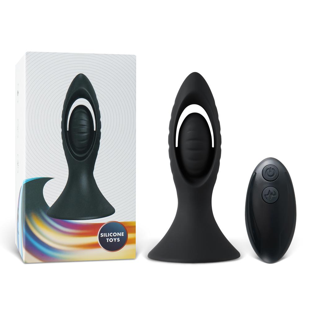 Black 9-Speed USB Magnetic Rechargeable Waterproof Vibrating Butt Plug with Remote Control