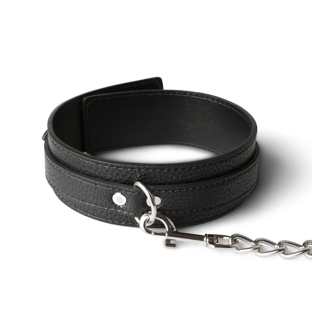 Black Bondage Collar with Lead