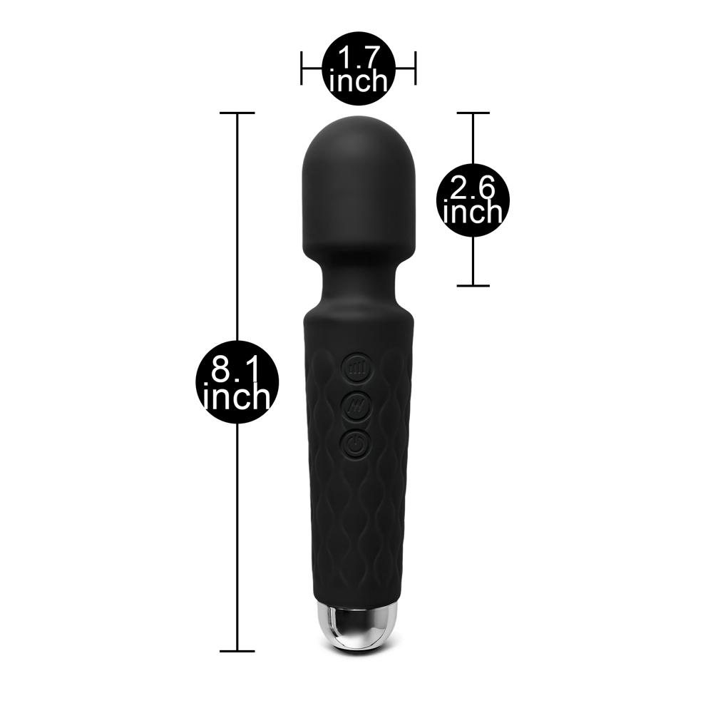 Black Color 10-Speed Strong Vibrating Rechargeable Wand Massager (USB Recharging)