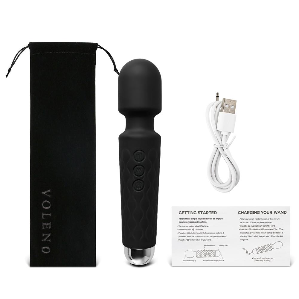 Black Color 10-Speed Strong Vibrating Rechargeable Wand Massager (USB Recharging)