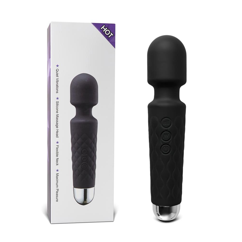 Black Color 10-Speed Strong Vibrating Rechargeable Wand Massager (USB Recharging)