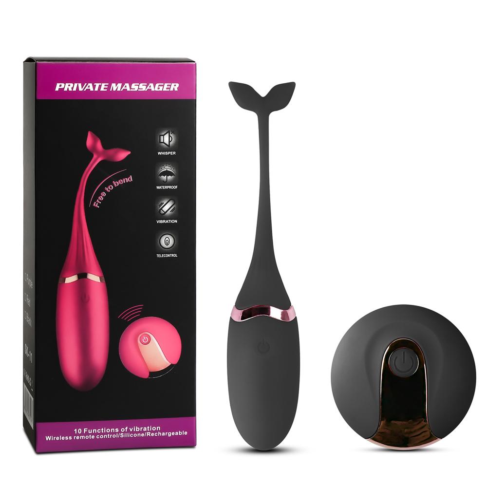 Black Color 10 Speeds Rechargeable Silicone Remote Control Vibrating Egg