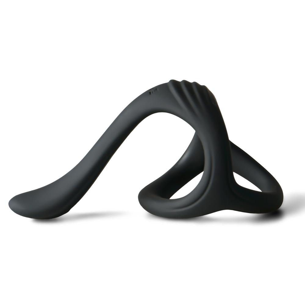 Black Color 3 in 1 Ultra Soft Cock Ring for Erection Enhancing with Taint Teaser