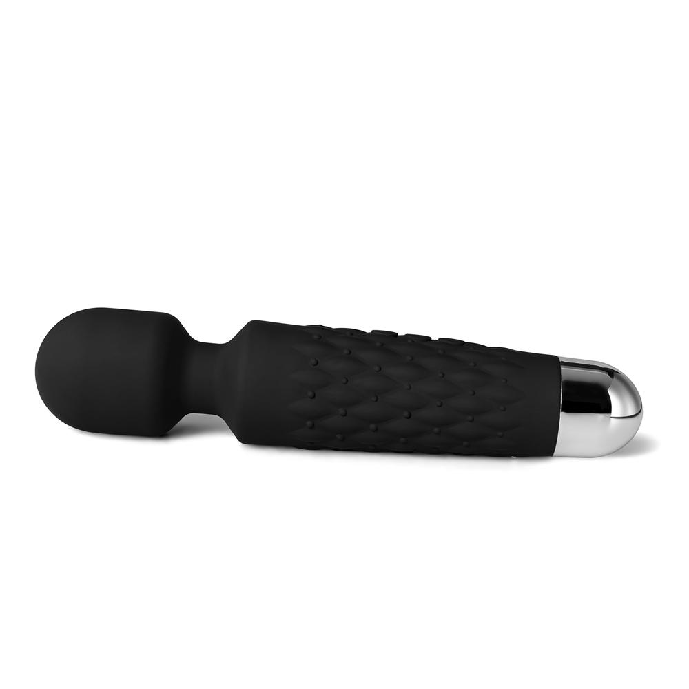 Black Color 9 Speeds Rechargeable Silicone Wand Massager