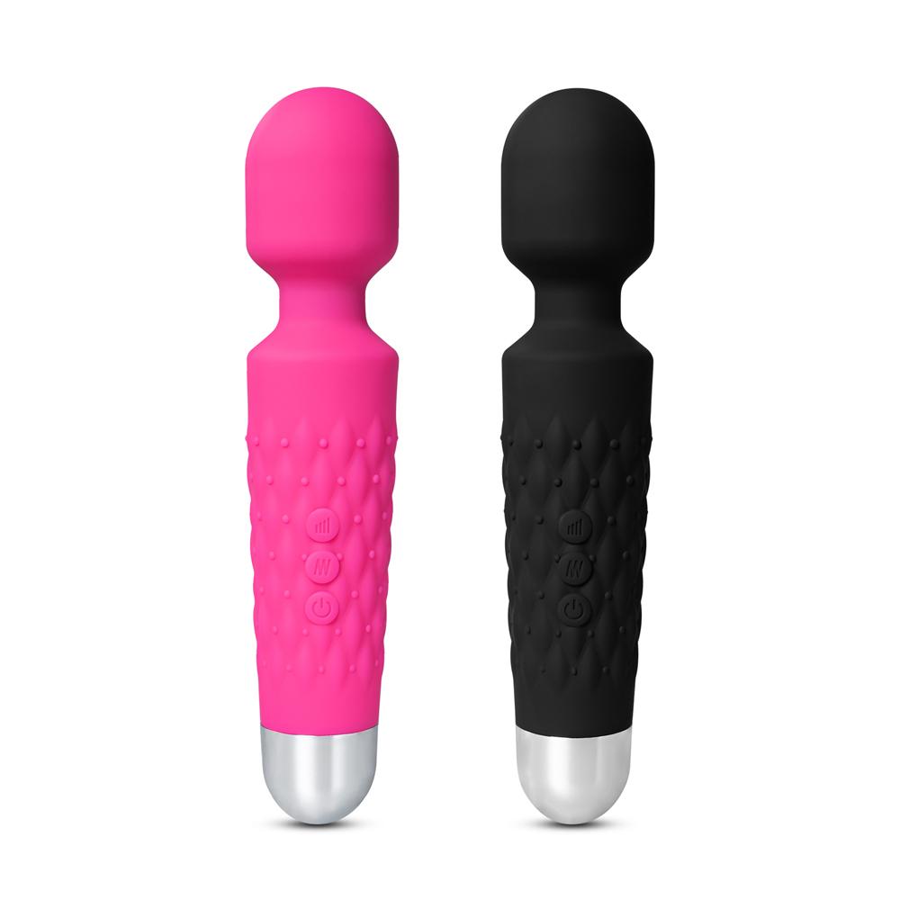 Black Color 9 Speeds Rechargeable Silicone Wand Massager