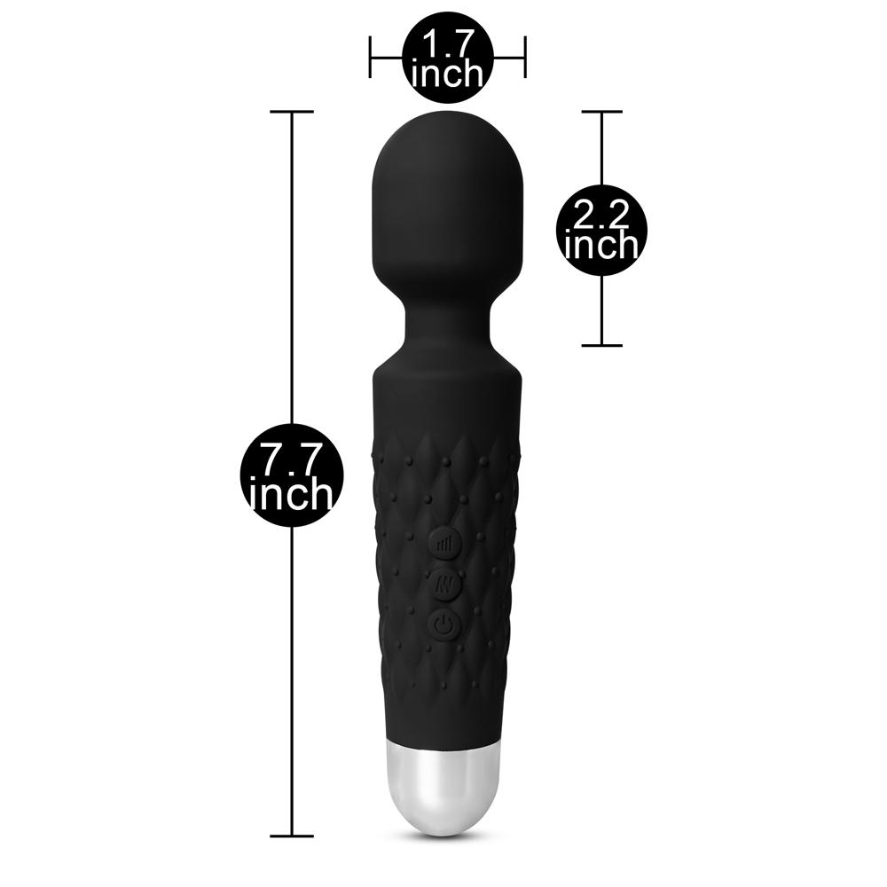 Black Color 9 Speeds Rechargeable Silicone Wand Massager