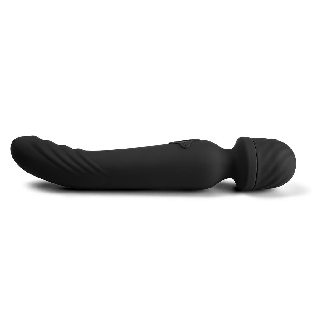 Black Color 9 Speeds Rechargeable Silicone Wand Massager with Heating Function