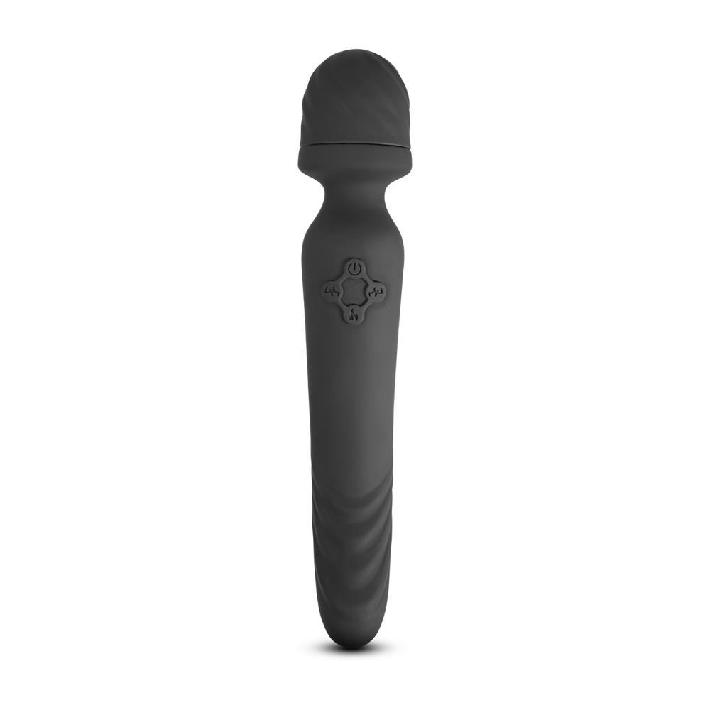 Black Color 9 Speeds Rechargeable Silicone Wand Massager with Heating Function