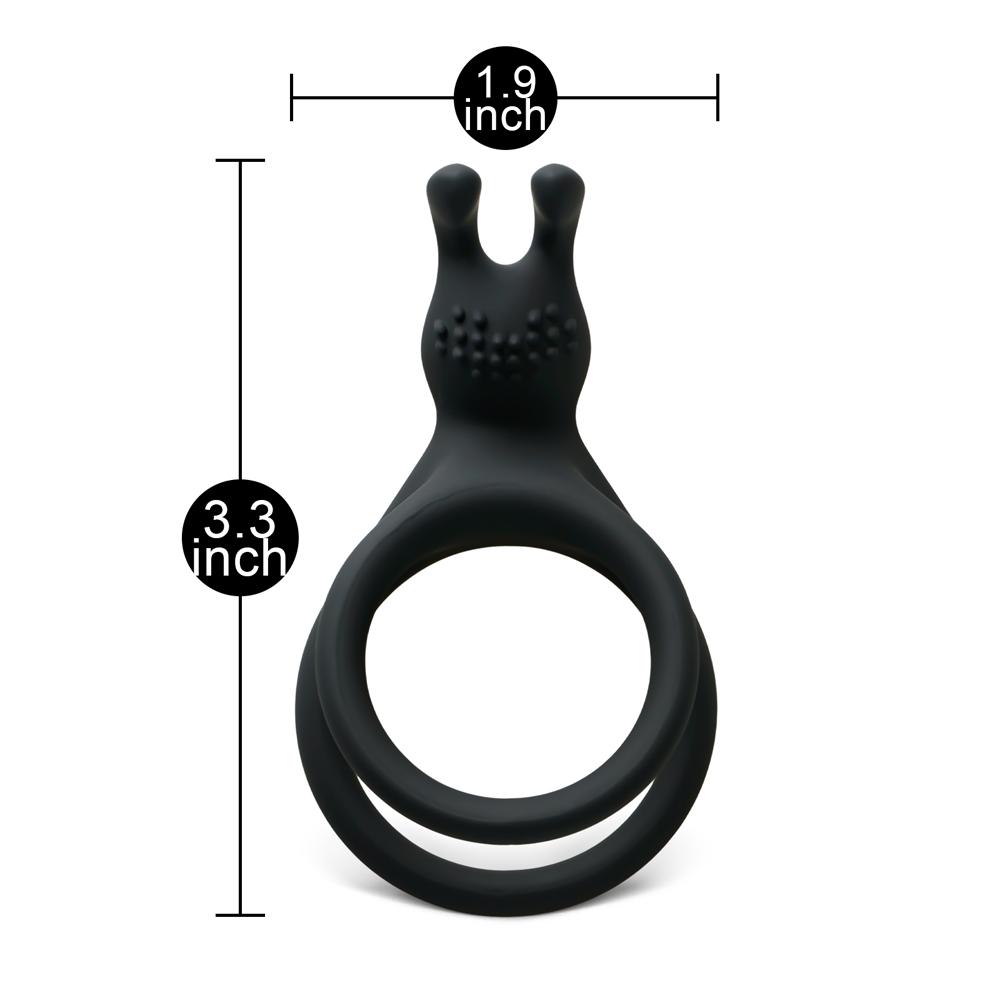 Black Color Rabbit Cock Ring with 2 Rings