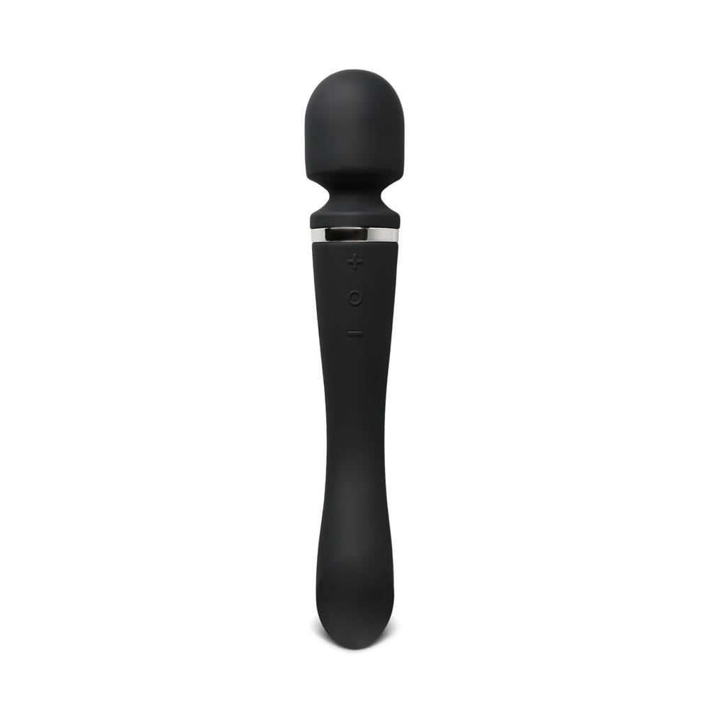 Black Color Rechargeable 10 Speeds Silicone Magic Wand Massager ( Both sides vibrate )